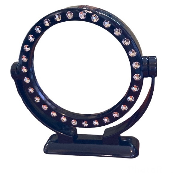 Two-Sided Makeup Mirror- Black w/ Bling - Picture 1 of 9